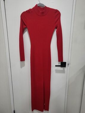 NWOT FCT With Love Red Ribbed Sweater Midi Dress - Size Medium